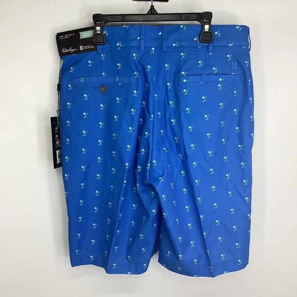 NWT Mens Walter Hagen Palm clubs Wrinkle‎ Resistant Performance Golf Short Blue - Picture 2 of 6